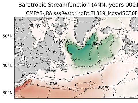 Subpolar North Atlantic Horizontal Streamfunction