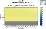 Time series of Mediterranean Basin Salinity vs depth