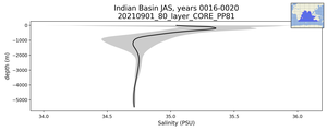 Indian Basin Salinity vs depth