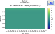 Time series of Indian Basin Salinity vs depth