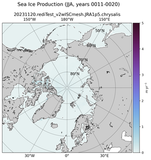 JJA JJA Climatology Map of Northern-Hemisphere Sea Ice Production