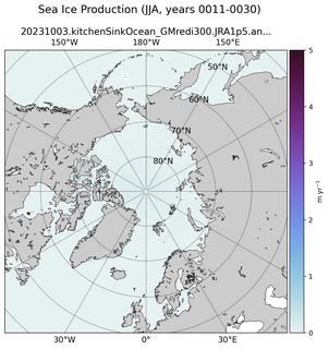 JJA JJA Climatology Map of Northern-Hemisphere Sea Ice Production