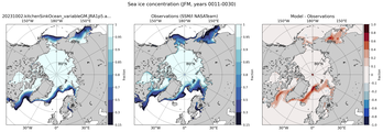 JFM Climatology Map of Northern-Hemisphere Sea-Ice Concentration. <br> Observations: SSM/I NASATeam